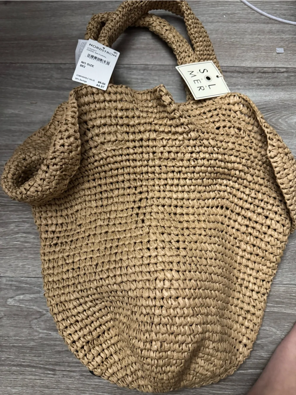 New with tag sol and mer Woven Straw Tote Bag in Natural Tan